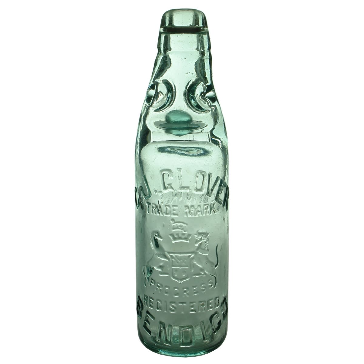 Codd. C. J. Glover, Bendigo. Lemonade. Progress. Coat of Arms. 10 oz. (Victoria)