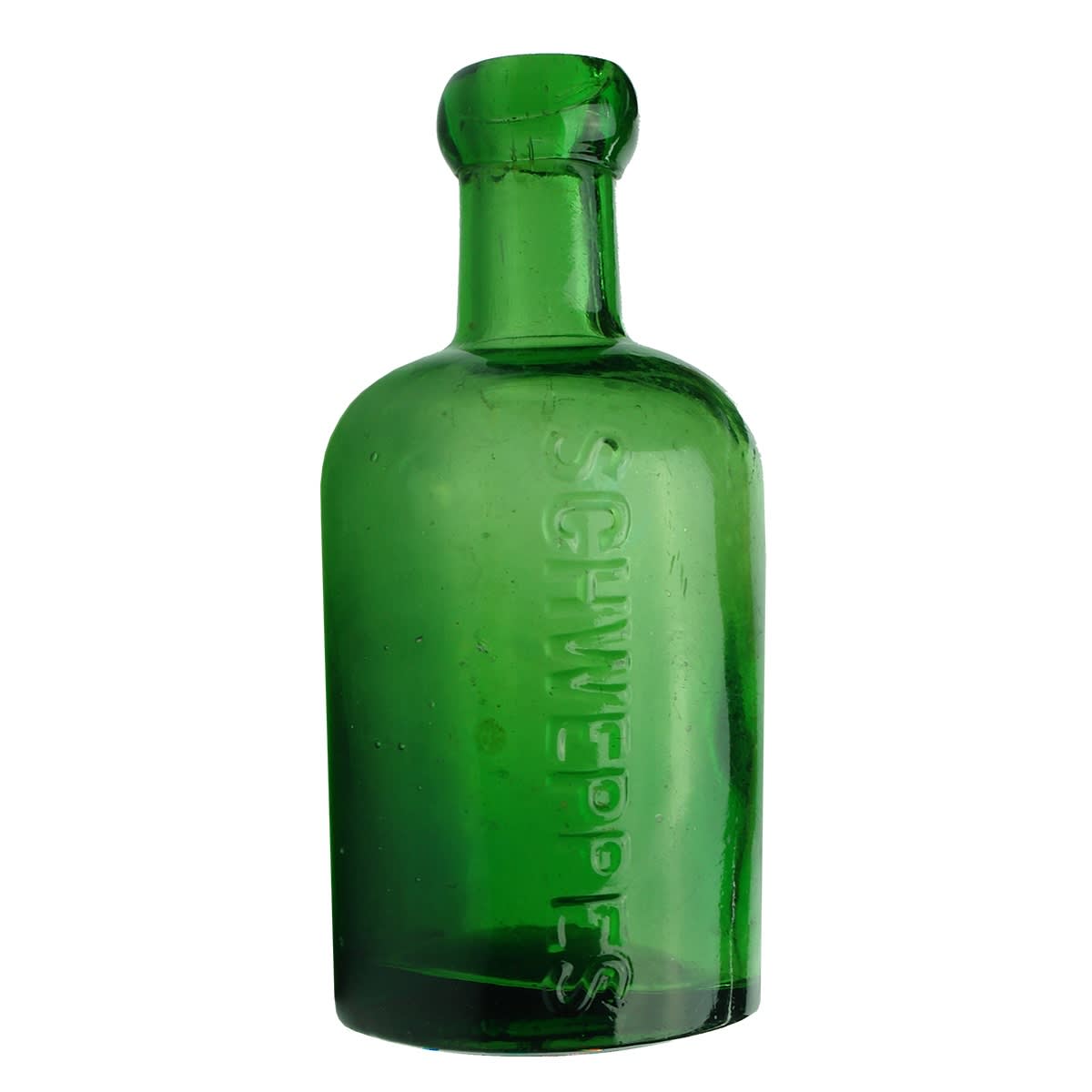 Blob Top Dump Soda. Schweppes. Kilner Bros made. Bright Green. 10 oz.
