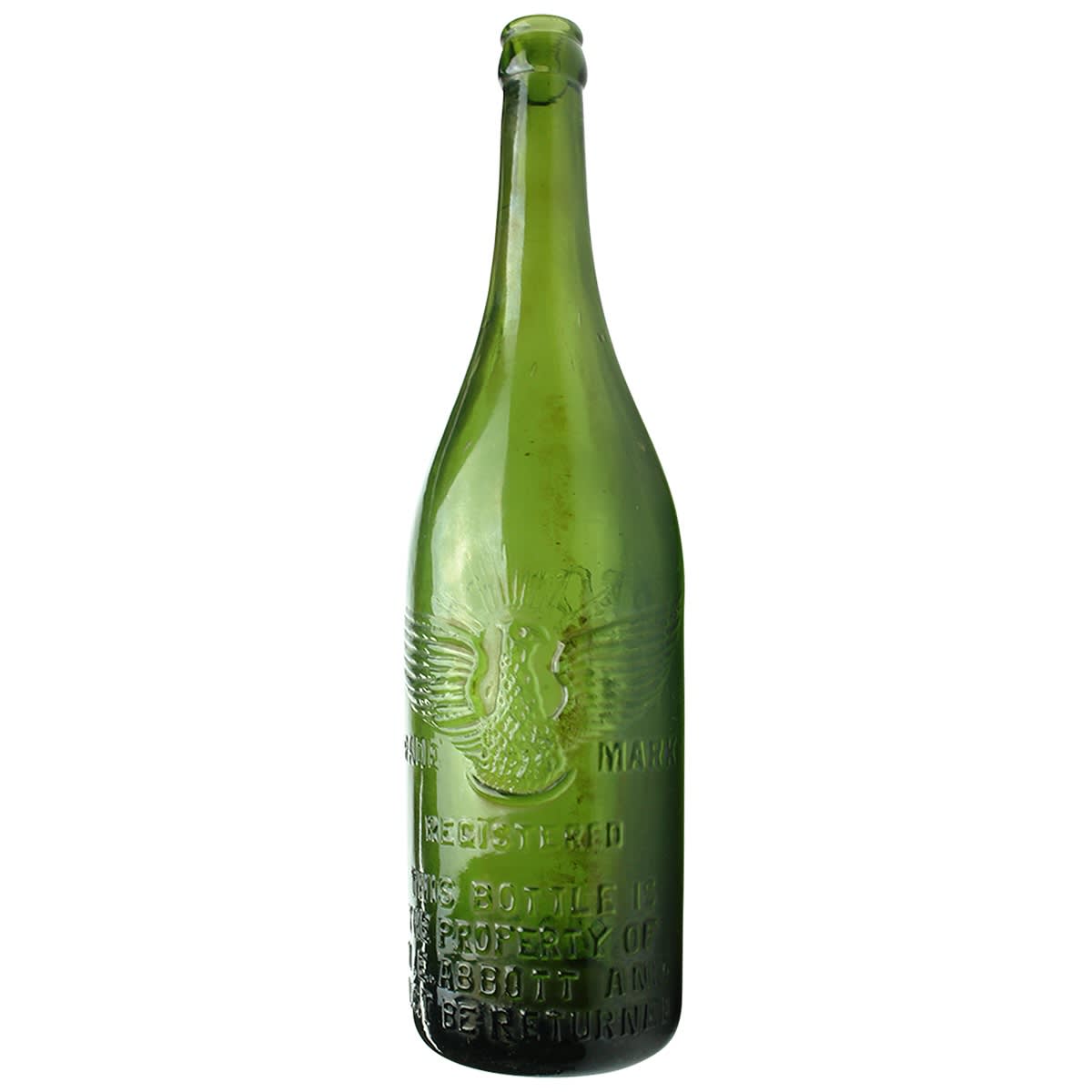 Crown Seal Hop Beer. Abbott's Tasmania. Phoenix. M. E. Abbott. Green. 26 oz. (Tasmania)