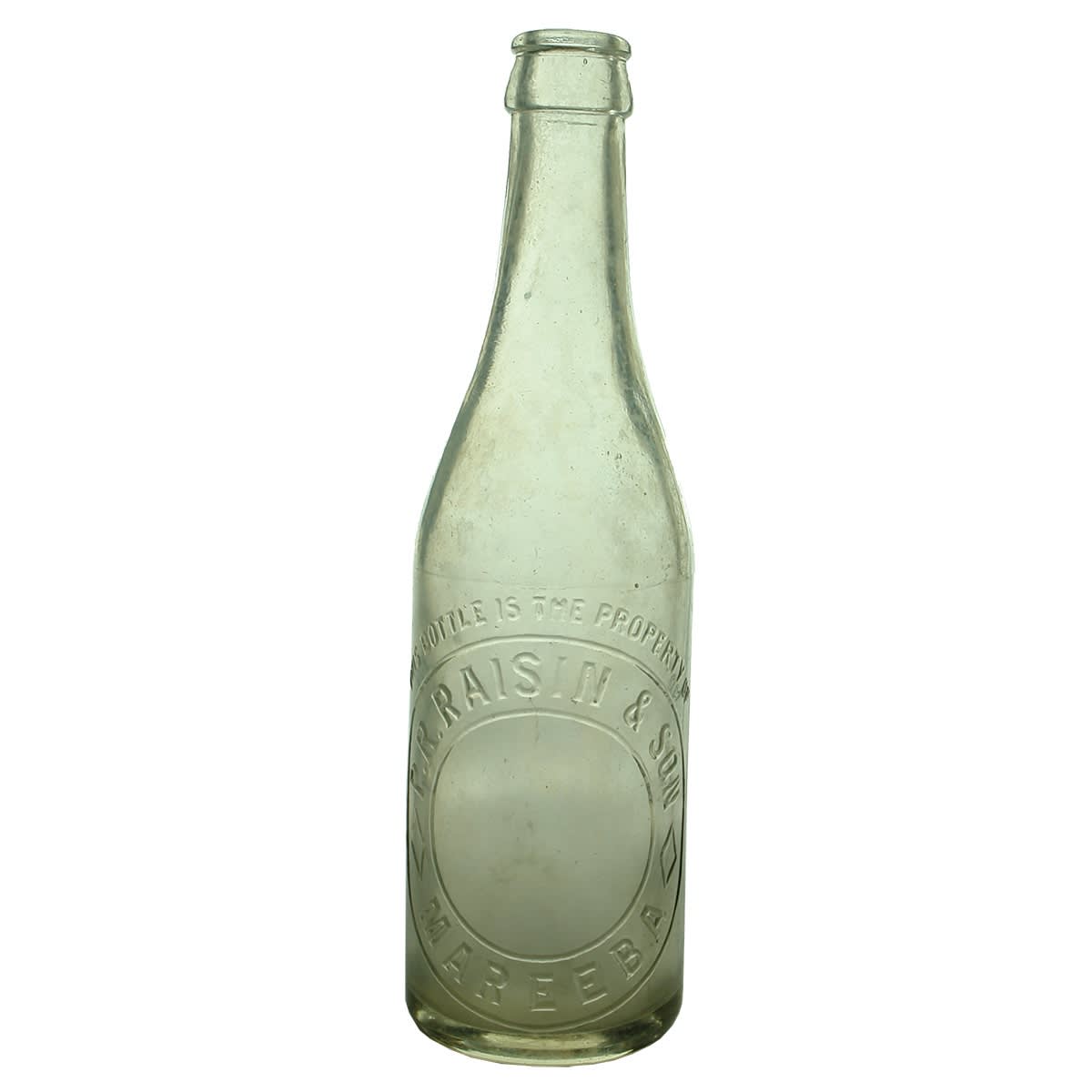 Crown Seal. P. R. Raisin & Son, Mareeba. Clear. 10 oz. (Queensland)