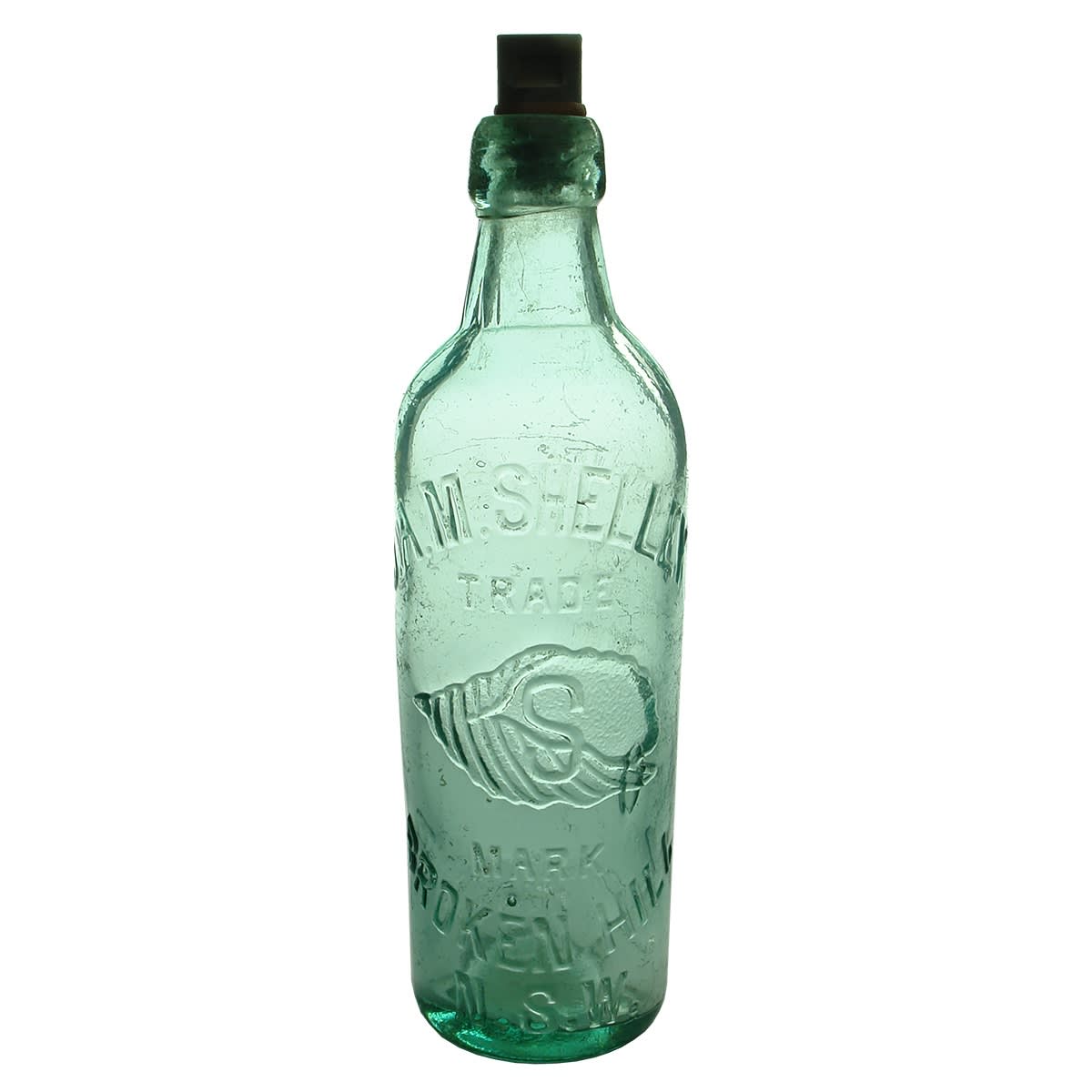 Internal Thread. J. A. M. Shelley, Broken Hill. Aqua. 26 oz. (New South Wales)
