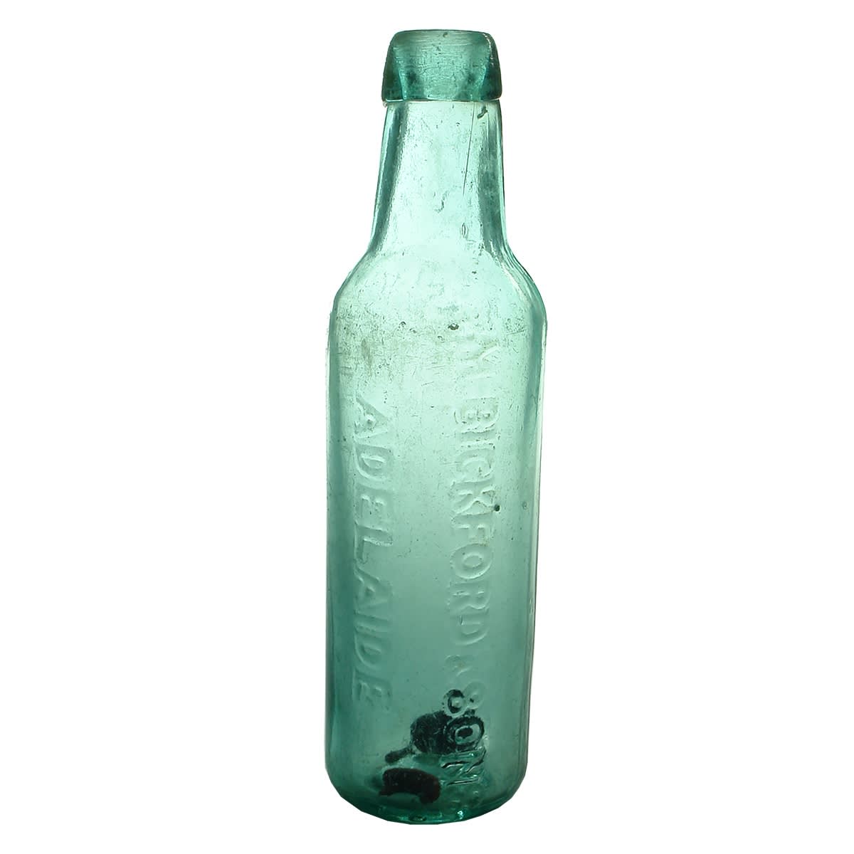 Lamont. A. M. Bickford & 8on8 (the Sons definitely has 8s here instead of Ss), Adelaide. Unusual B in a square base mark. Aqua. 10 oz. (South Australia)