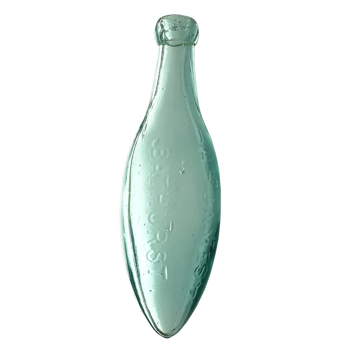 Torpedo. A. B. James, Bathurst. Aqua. 10 oz. (New South Wales)