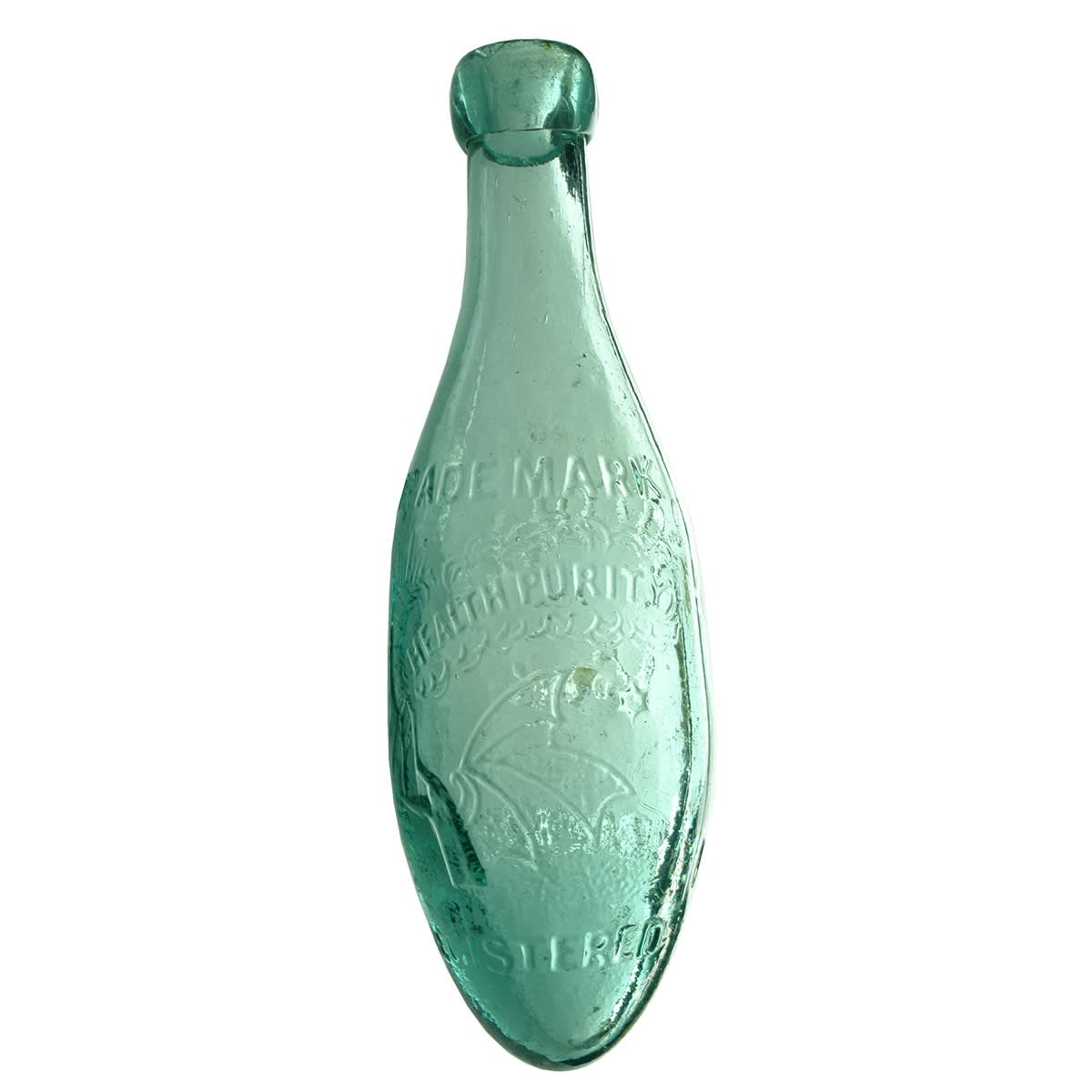 Torpedo. Thos Trood, Melbourne. Health Purity. Aqua. 10 oz. (Victoria)