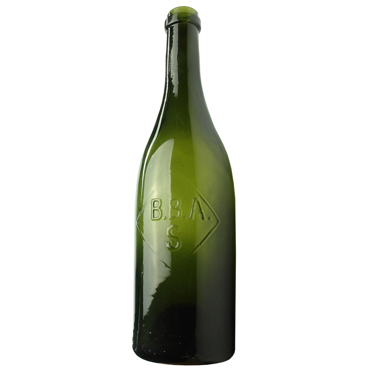 Beer.  B. B. A. S. in a Diamond.  Ring Seal.  Green.  26 oz. (Bryant Brewery, Stawell or possibly Brewers Bottle Assocation, Sydney?)