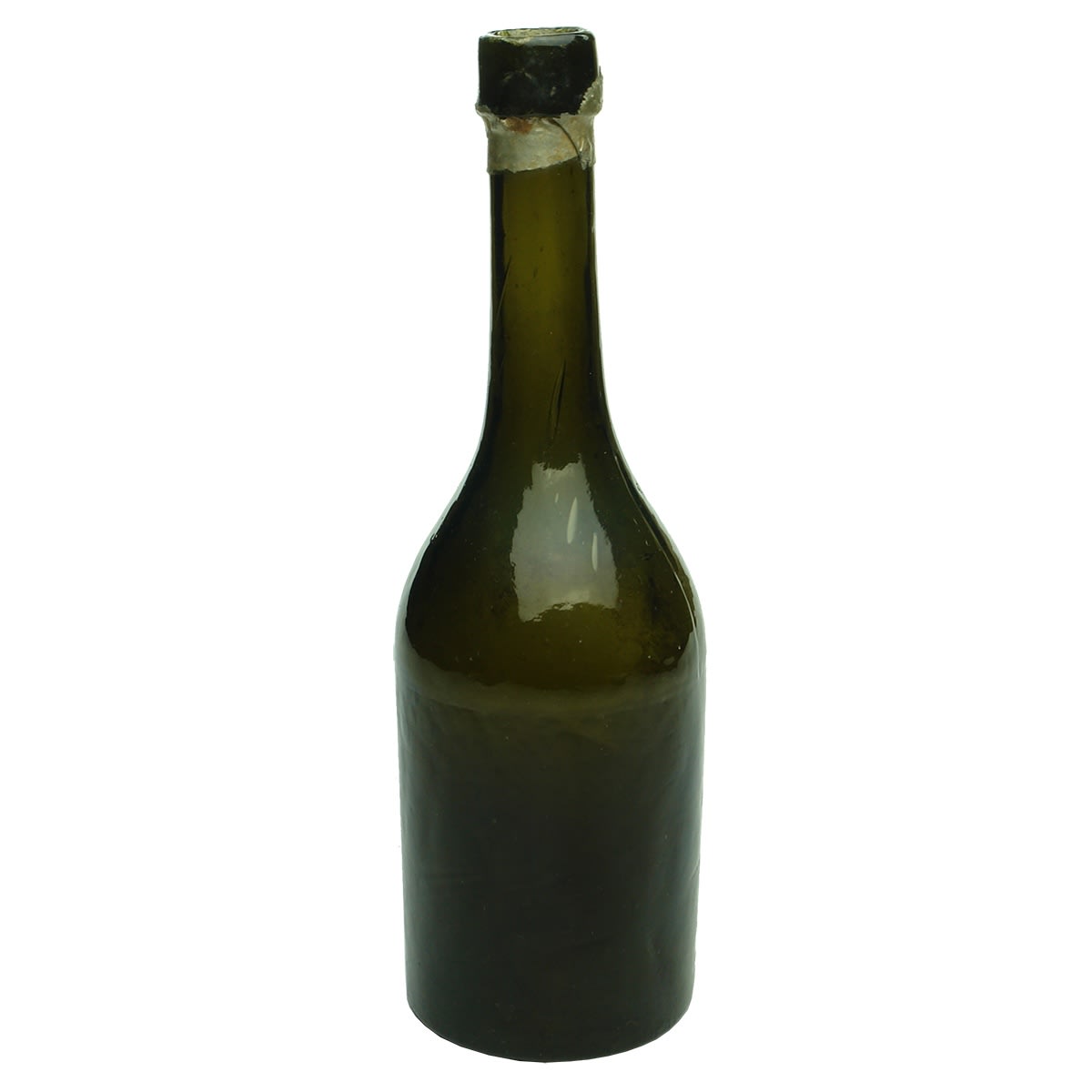 Black Glass. Codd Liver Oil. Three piece mould. Long neck. Cross to the indented base.