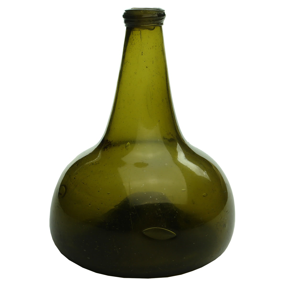 Early Glass. Dutch Onion. Olive Green. 1700s.