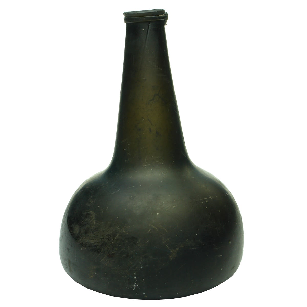 Early Glass. Dutch Onion. Olive Green. 1700s.