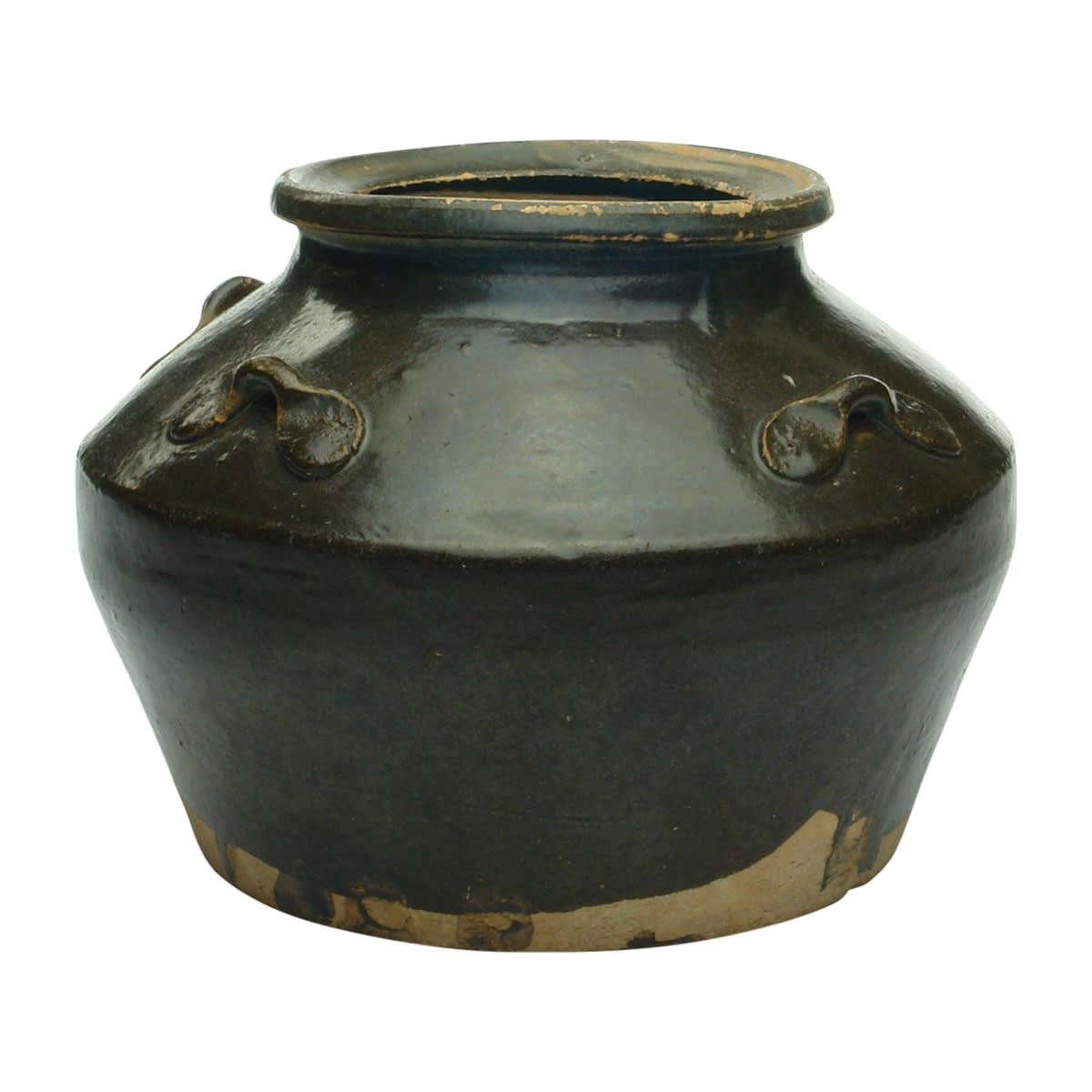 Chinese. Small loop jar. Chocolate Glaze. 110 mm.