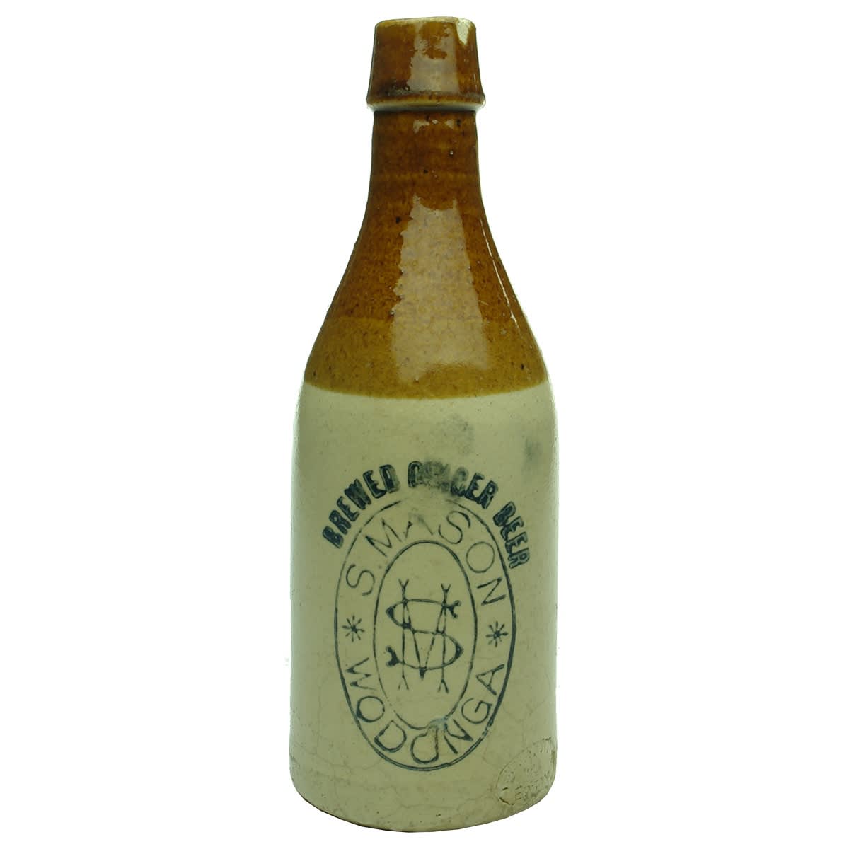 Ginger Beer. S. Mason, Wodonga. Champagne. Bendigo Pottery. (Victoria)