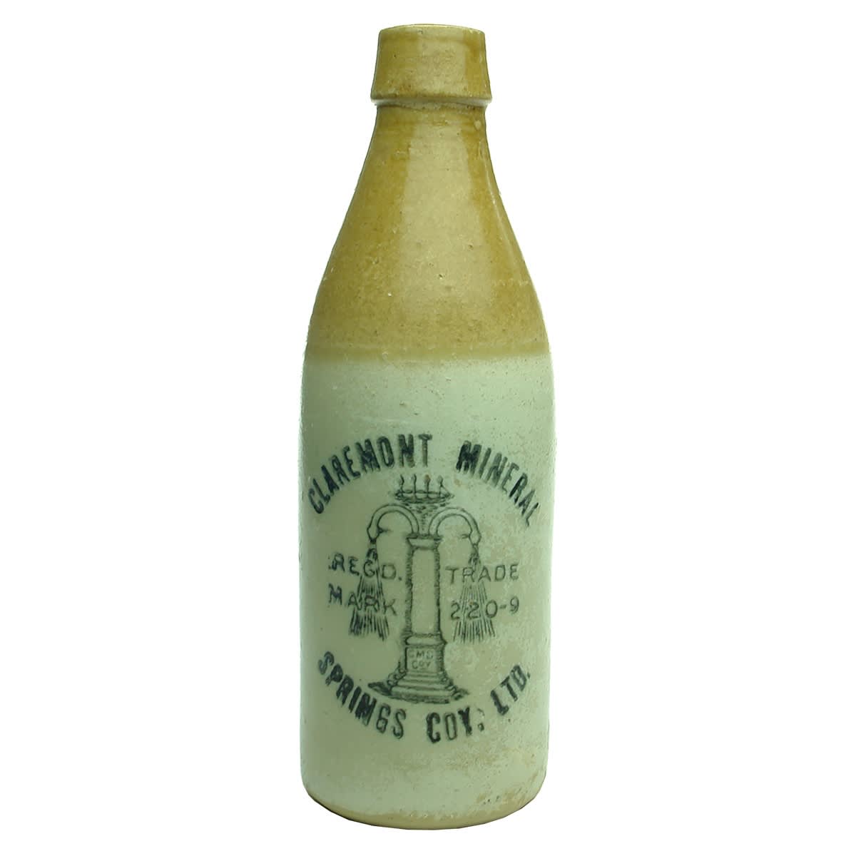 Ginger Beer. Claremont Mineral Springs Coy. Ltd. Fountain. Champagne shape. (Western Australia)