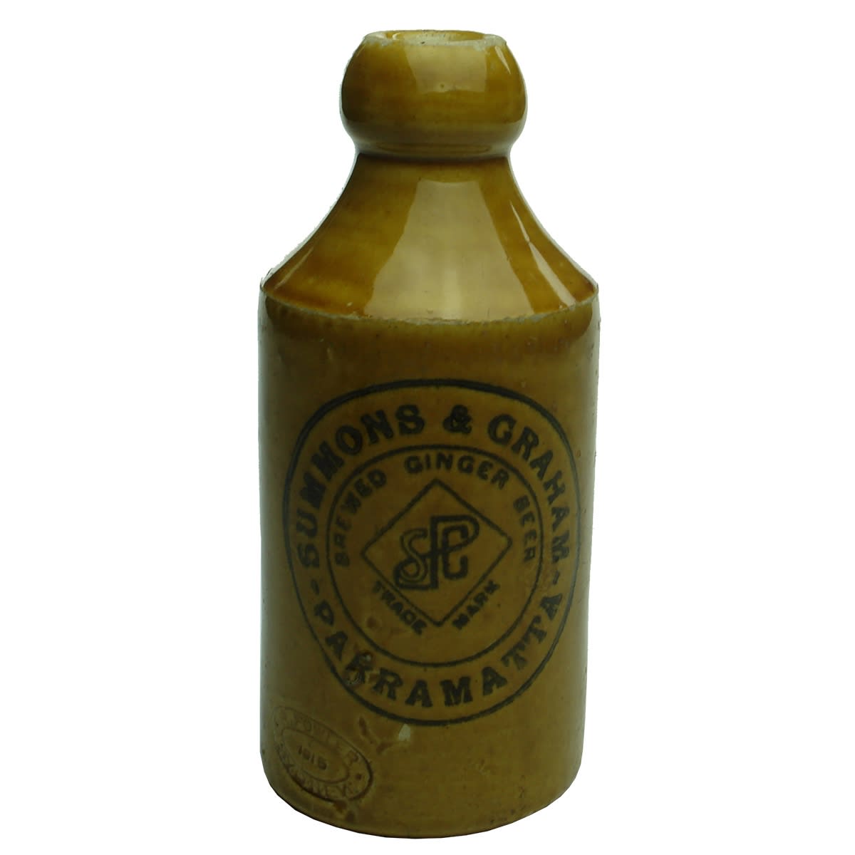 Ginger Beer. Summons & Graham, Parramatta. R. Fowler, 1915. All Tan. (New South Wales)