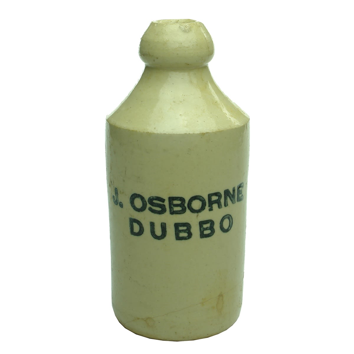Ginger Beer. J. Osborne, Dubbo. All White. Dump shape. Bold print. (New South Wales)