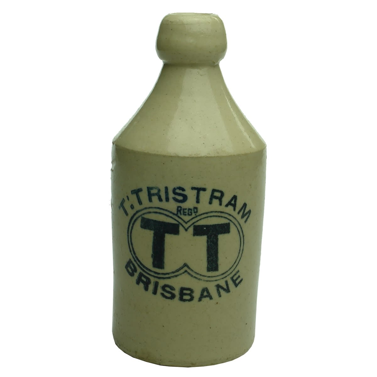 Ginger Beer. T. Tristram, Brisbane. Dump. All White. Black Print to body. 10 oz. (Queensland)