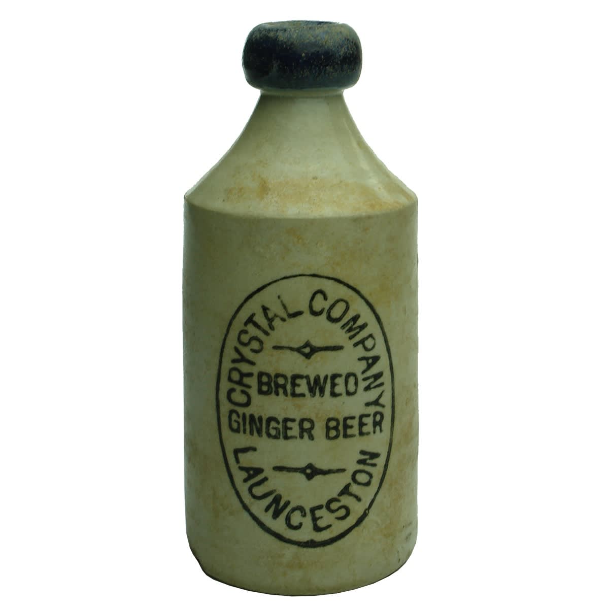Ginger Beer. Crystal Company, Launceston. Bendigo Pottery. Dump. Blue Lip. (Tasmania)