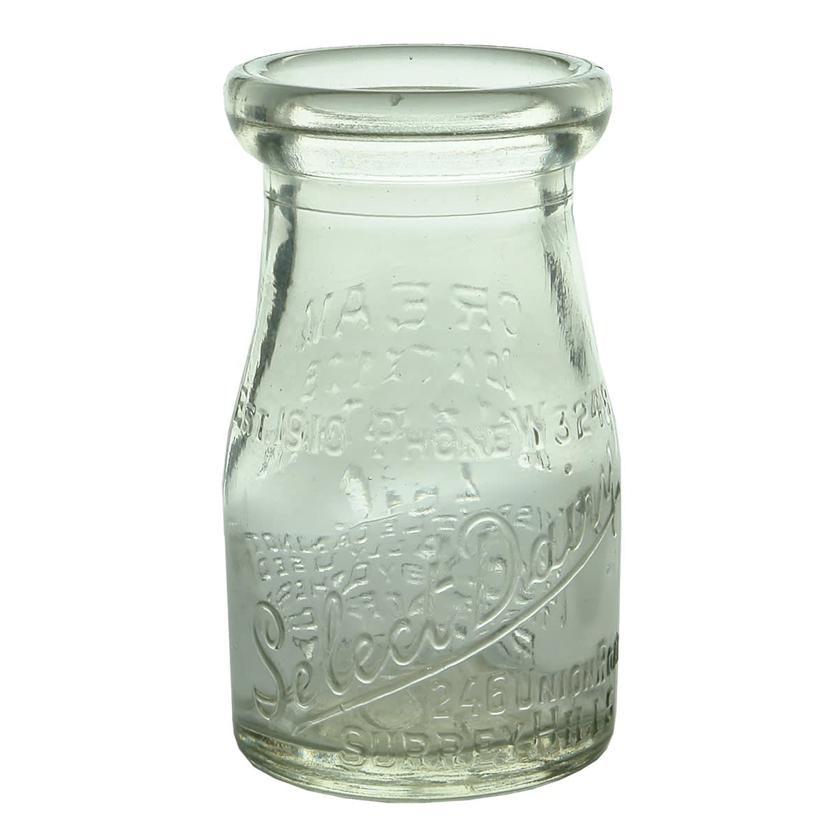 Cream. R. S. Tanner, Select Dairy, Union Road, Surrey Hills. Base Number: 328. 4 oz. (Victoria)
