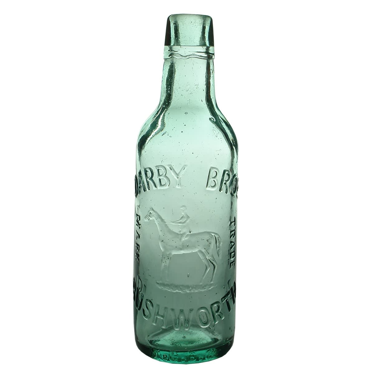 Lamont. Darby Bros, Rushworth. Horse and Rider. Aqua. 10 oz. (Victoria)