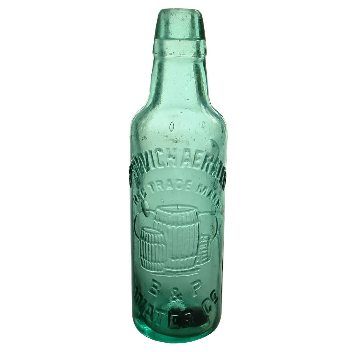 Lamont. Ipswich Aerated Water Co. Barrels. Aqua. 10 oz. (Queensland)