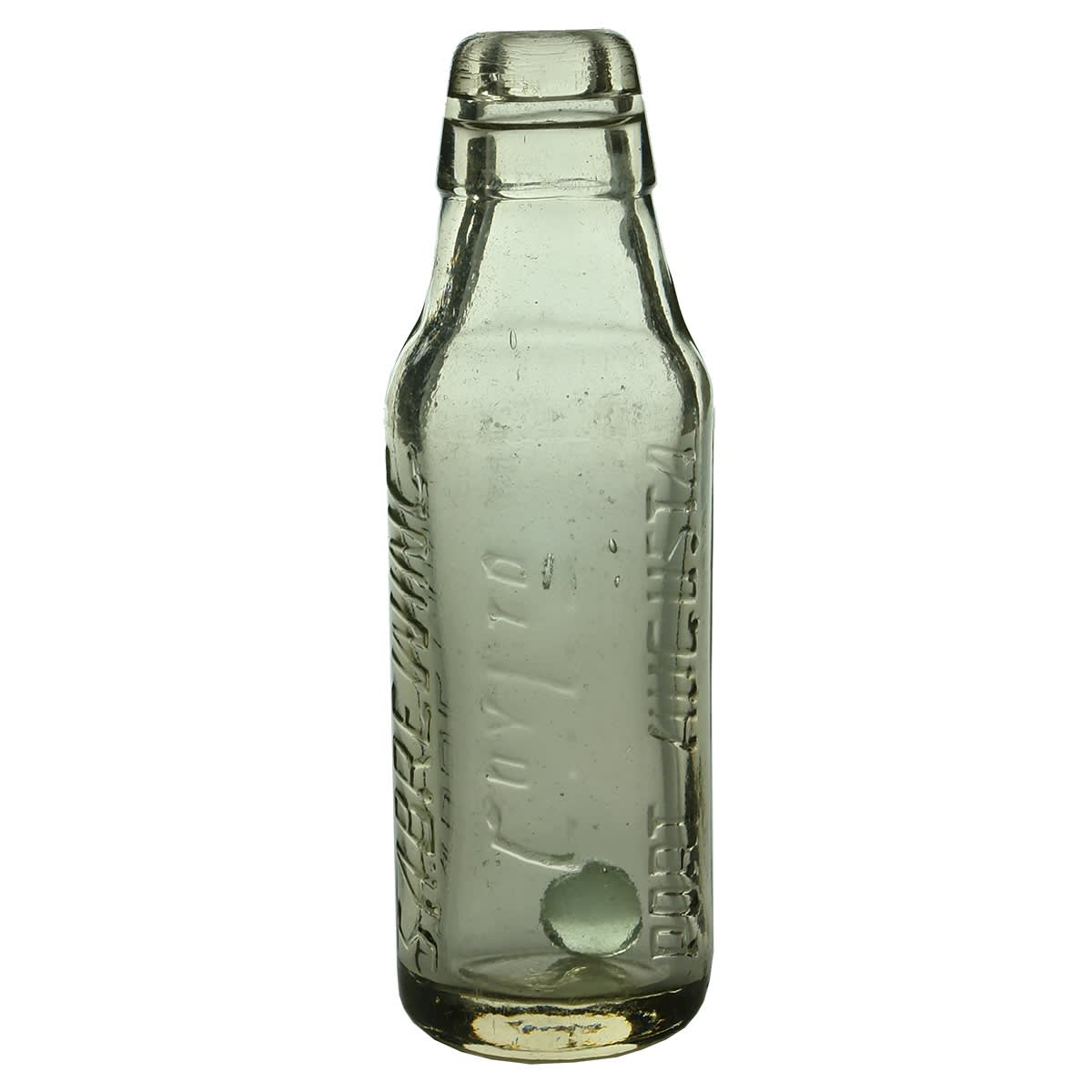 Lamont shaped with marble: S. A. Brewing Coy Ltd Port Augusta. Clear. 6 oz. (South Australia)