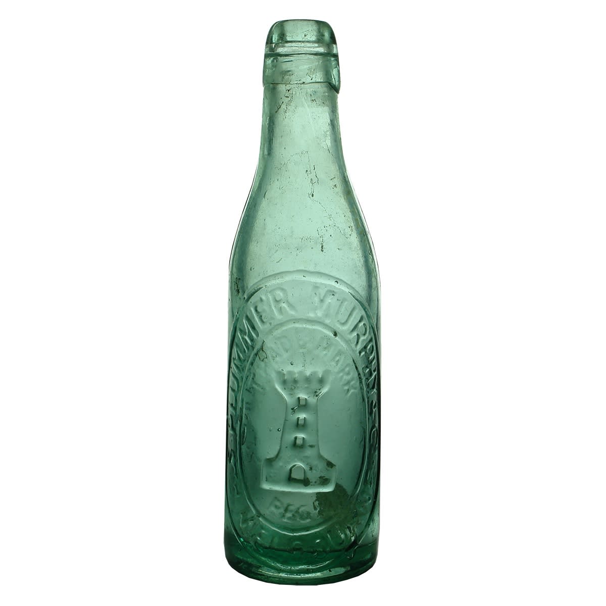 Patent. Plummer Murphy & Co., Sth Melbourne. Marble stoppered. Aqua. 10 oz. (Victoria)