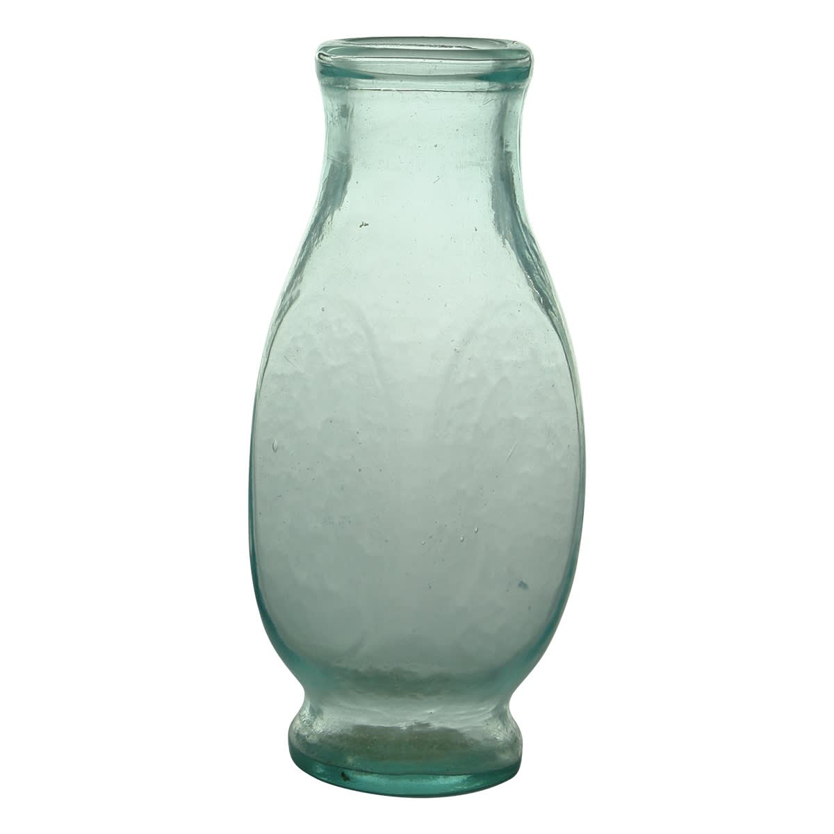 Goldfields. Sample sized Pedestal Pickle. Blue-Aqua. 4 oz. Pontil. 138 mm. (United States) (Late Kingsley Durdin collection)