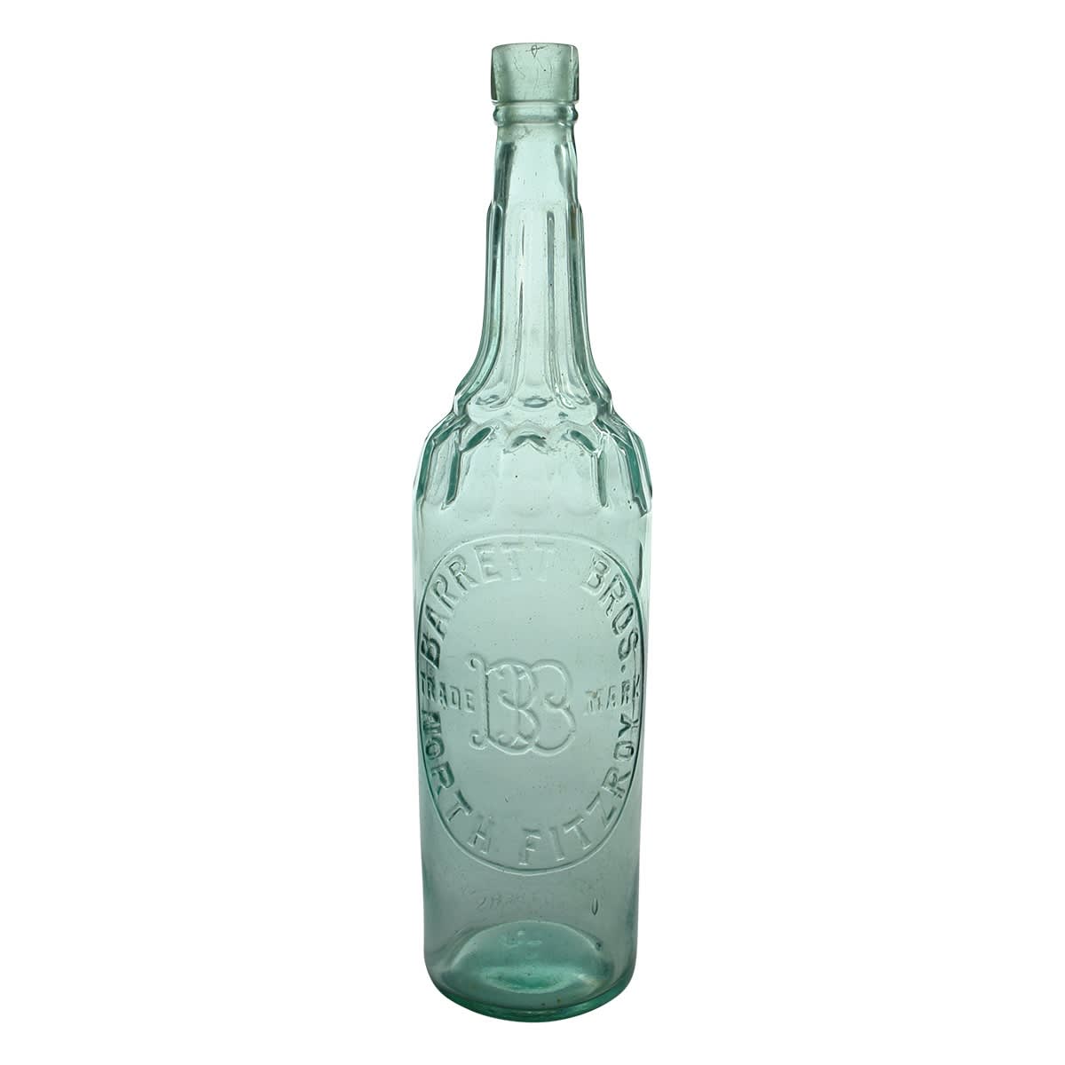 Cordial. Barrett Bros., North Fitzroy. Blue Aqua.  26 oz. (Victoria)
