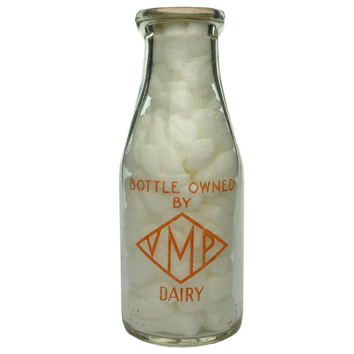 Milk. VMP Dairy, Caulfield. Base Number: 42. Embossed & Ceramic Label. Pint. (Victoria)