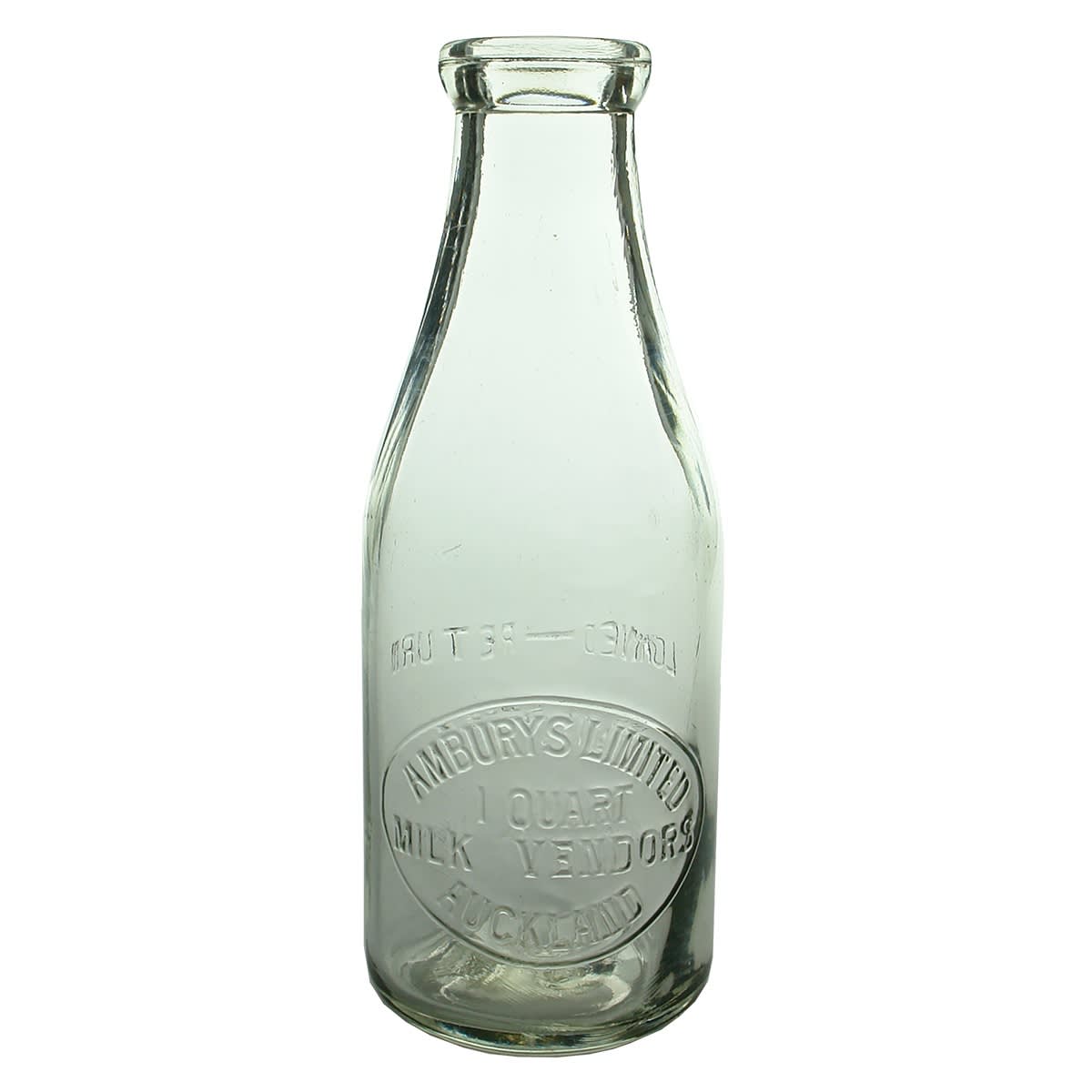 Milk. Amburys Limited Milk Vendors Auckland. 1 Quart. (New Zealand)