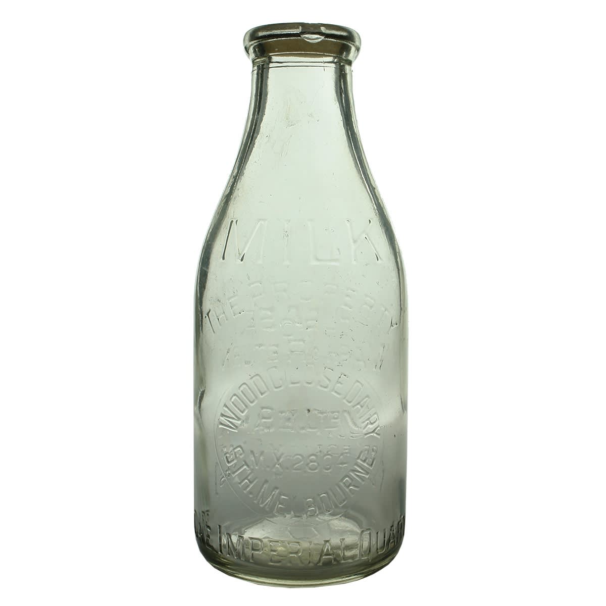 Milk. Woodclose Dairy, South Melbourne. Base Number 195. Quart. (Victoria)