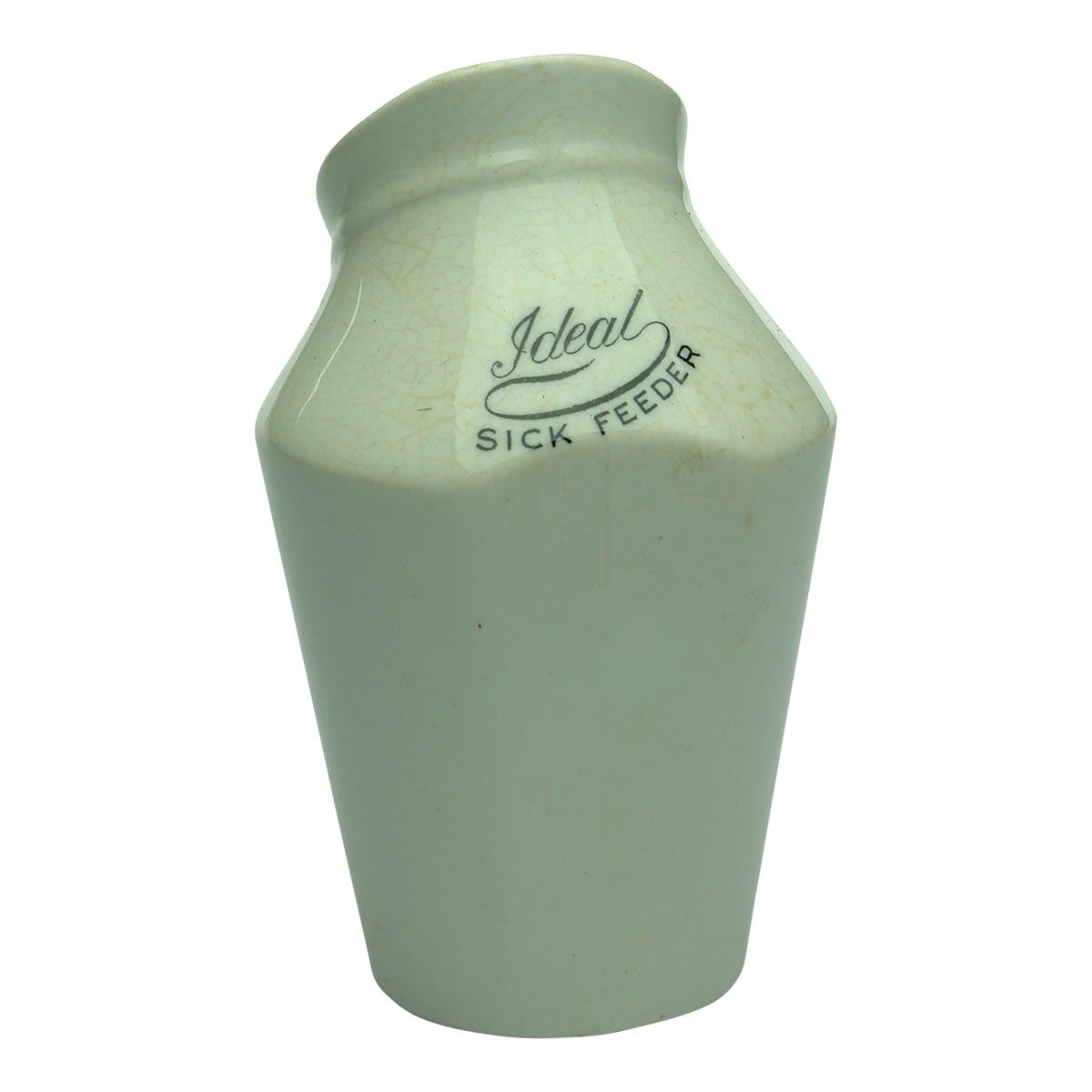Feeder. Ideal Sick Feeder. Ceramic with black print.