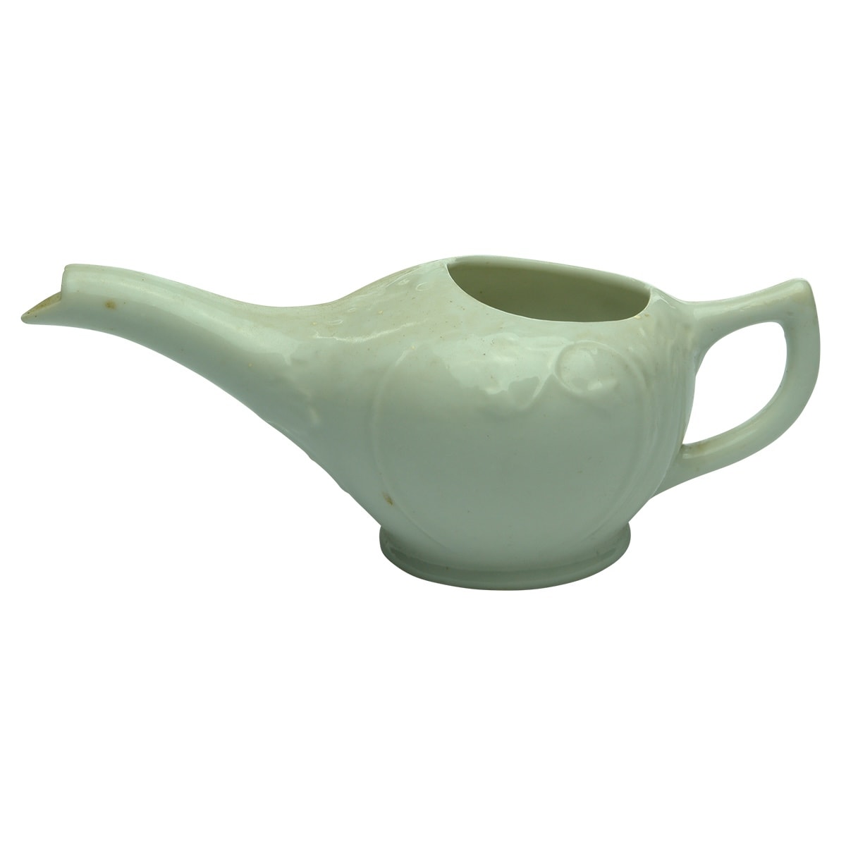 Feeder. White invalid feeder with embossed floral design.