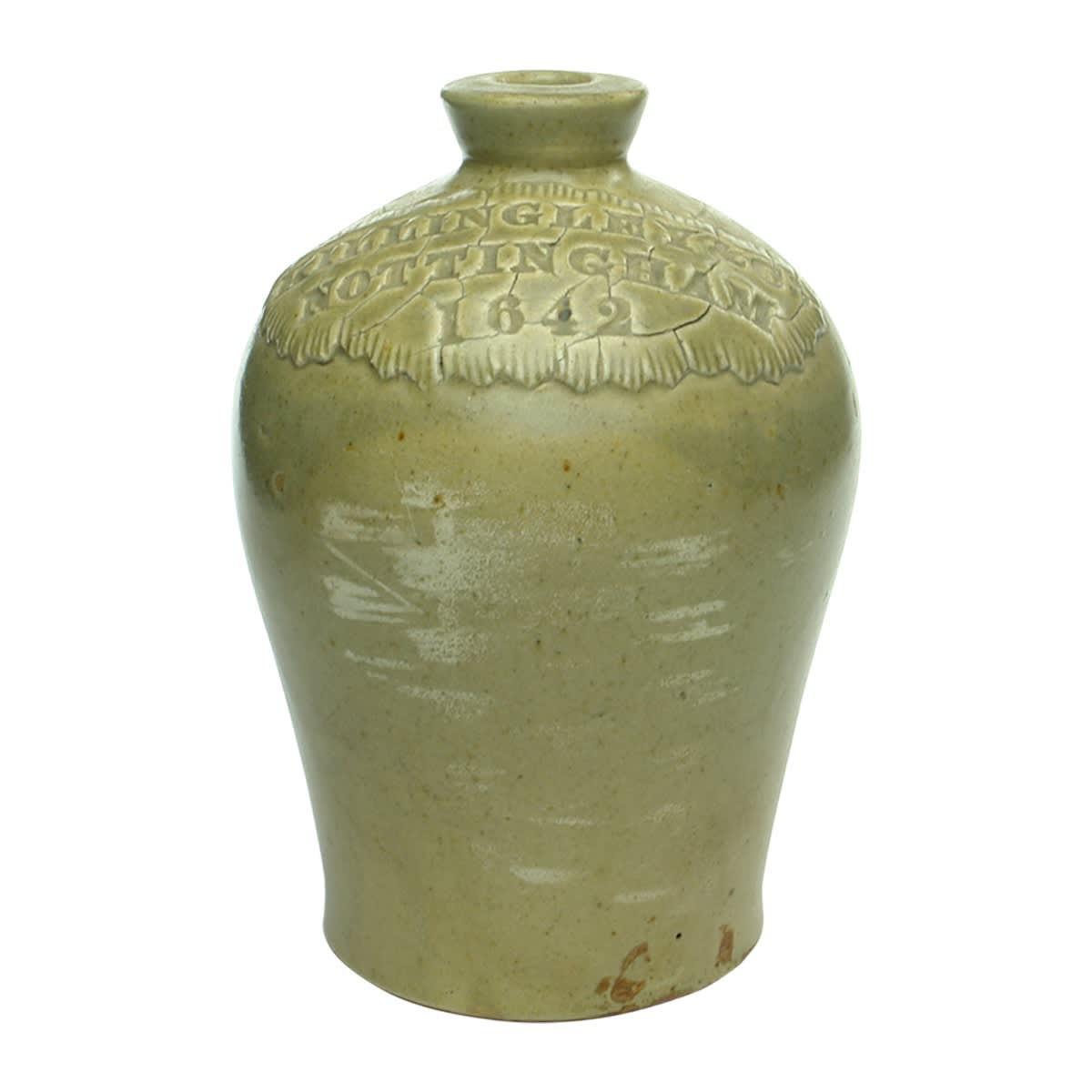 Demijohn. Killingley & Co, Nottingham, 1642. Slab Seal. 1/2 Gallon. (United Kingdom)