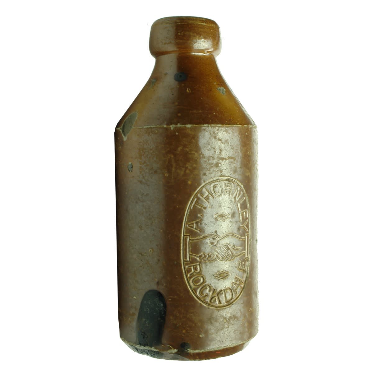 Ginger Beer. A. Thornley, Rockdale. Handshake, Clasped Hands. Impressed. Mashman Chatswood. (New South Wales)