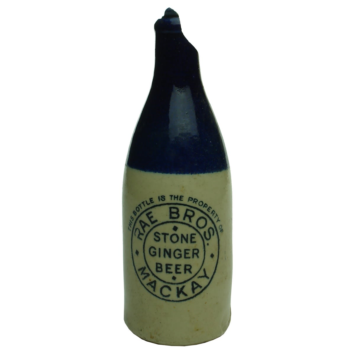 Ginger Beer. Rae Bros., Mackay. Crown Seal (well it would be!).  Champagne. Blue Top. (Queensland)