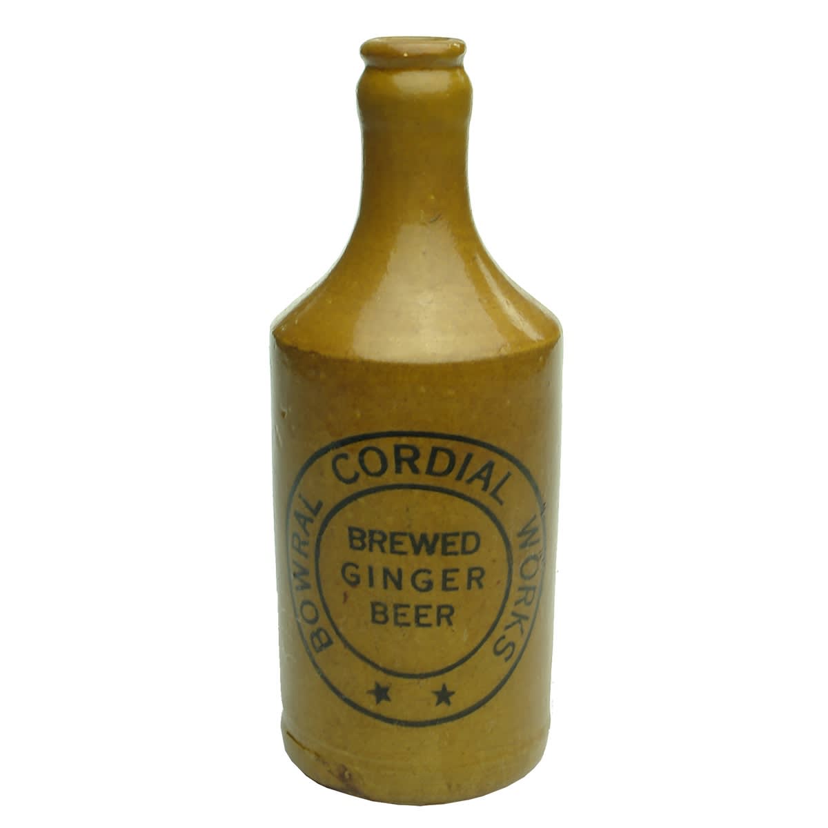 Ginger Beer. Bowral Cordial Works. All Tan. R. Fowler Ltd Sydney potters stamp. (New South Wales)