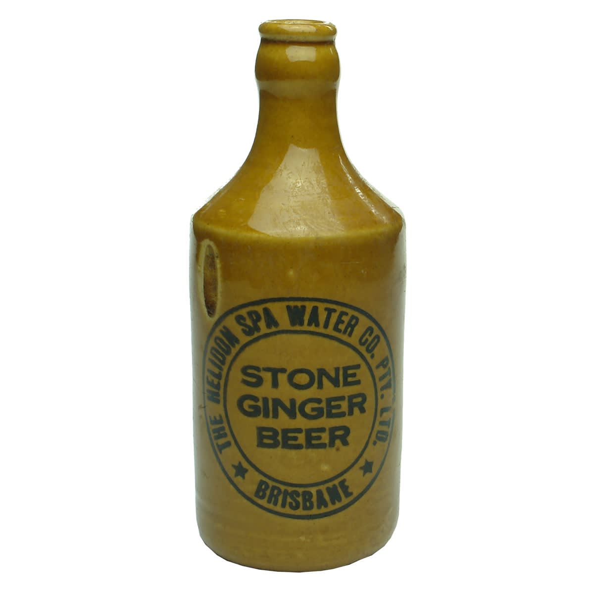 Ginger Beer. The Helidon Spa Water Co. Pty. Ltd., Brisbane. Crown Seal. Dump. All Tan. R. Fowler Sydney stamp. (Queensland)