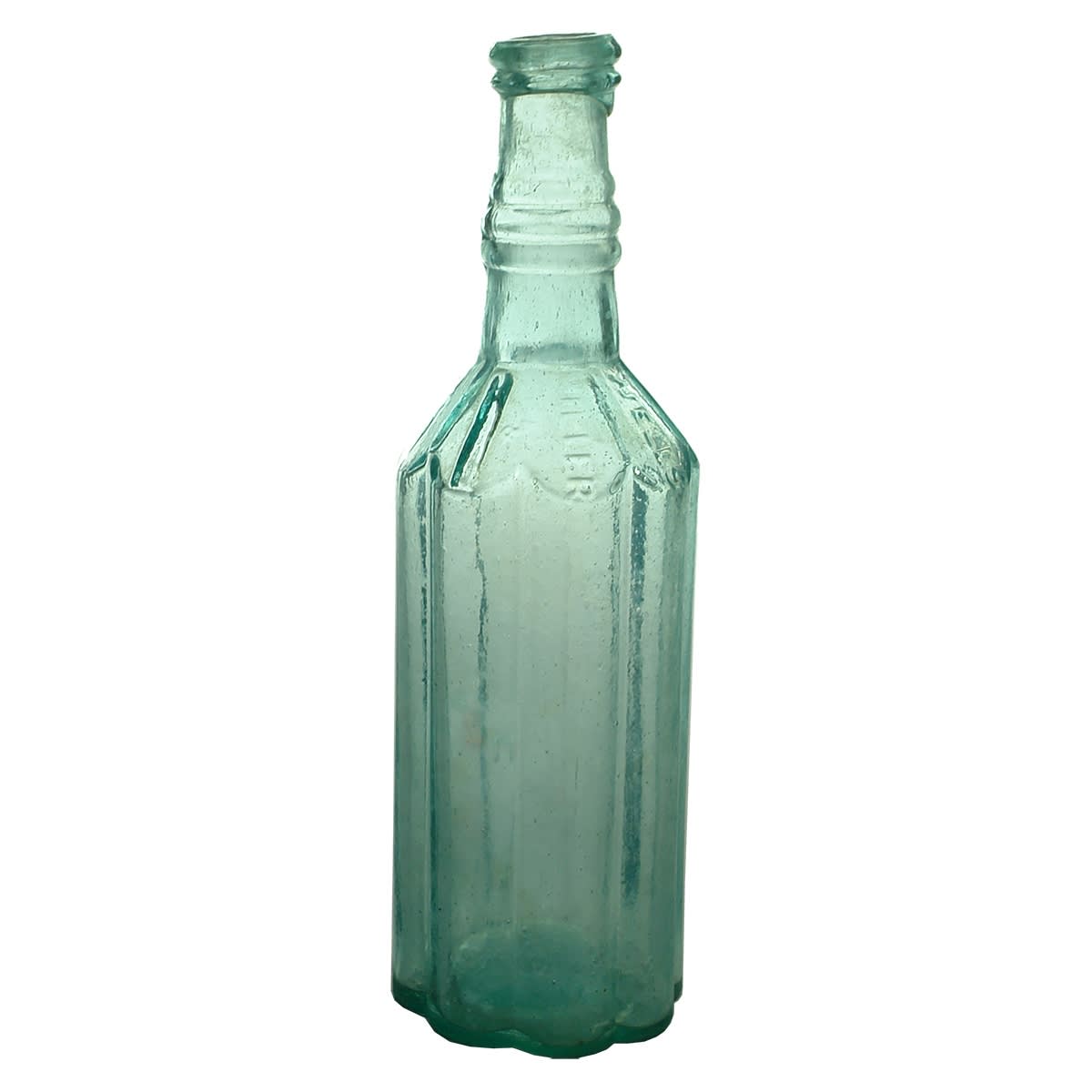 Goldfields Pepper Sauce. Wells, Miller & Provost (except that Provost has been struck out in the mould with a heavy line down the name). No base mark. 10 oz.