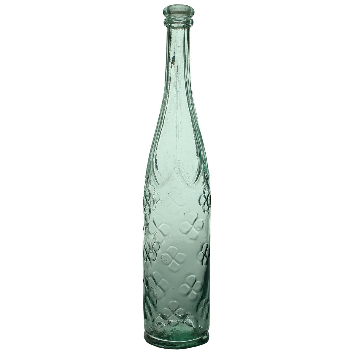 Goldfields Salad Oil. Clover Leaf Salad Oil. British Registration Diamond to base. Stott Walker London 1853. Aqua. 13 oz. (United Kingdom) (This is from the late Kingsley Durdin collection)
