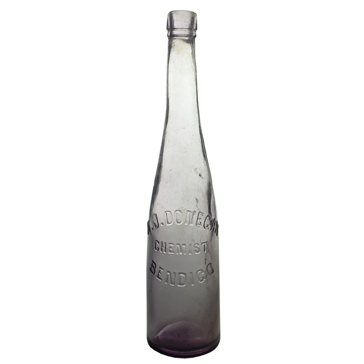Chemist. W. J. Donegan, Bendigo. Tall tapered cylinder. Sun Coloured Amethyst. 24 oz. (Victoria)