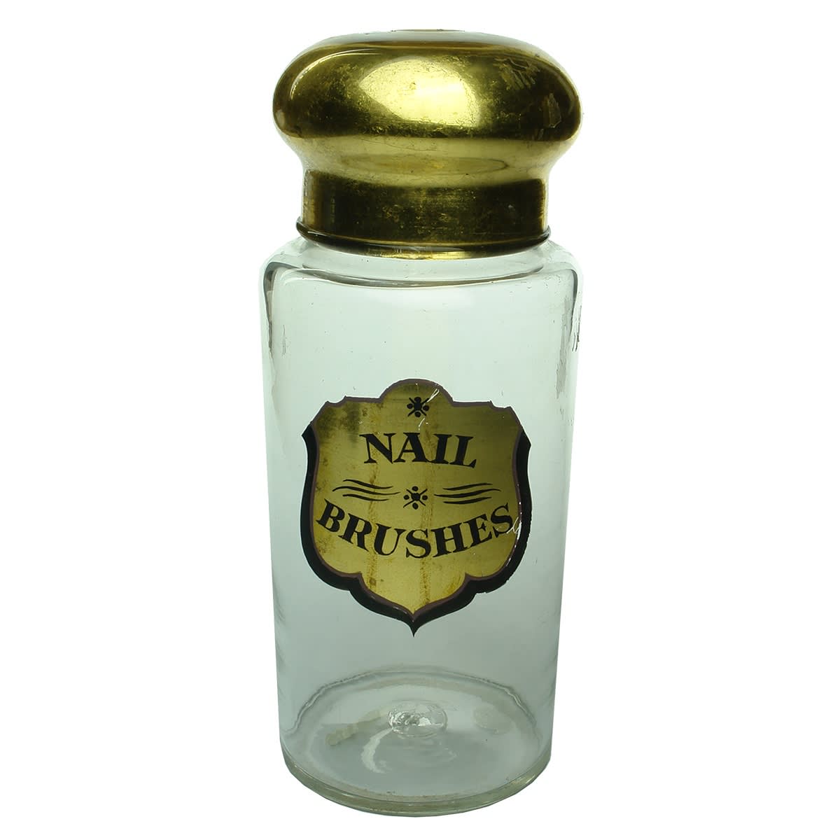 Pharmacy. Nail Brushes Species Jar. Pontil to base. 238 mm.