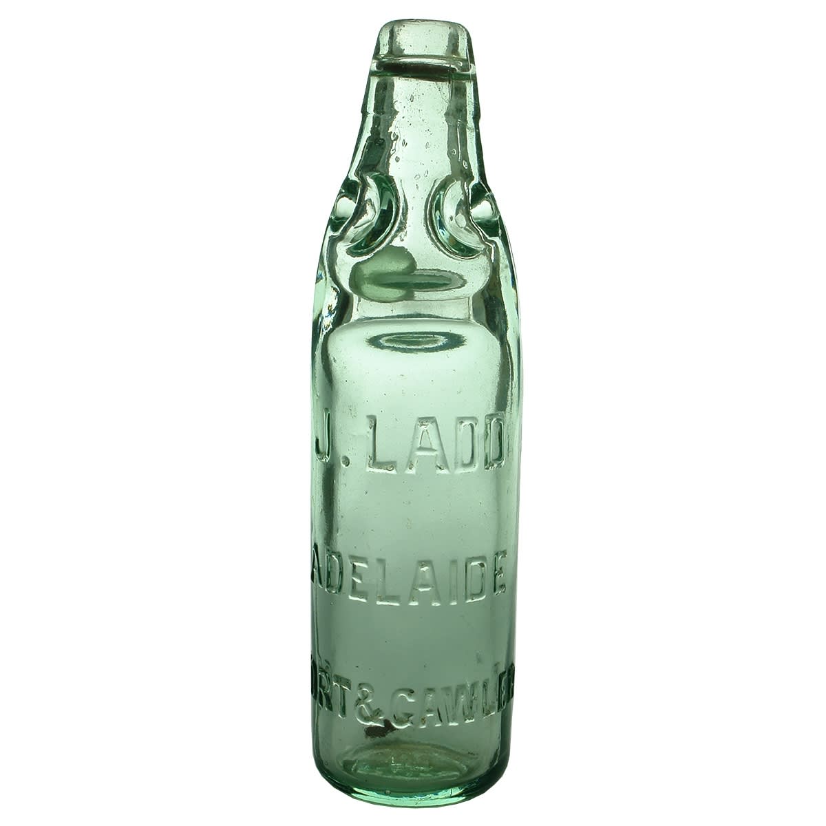 Codd. J. Ladd, Adelaide, Port & Gawler. M base mark. Dobson. Aqua. 10 oz. (South Australia)