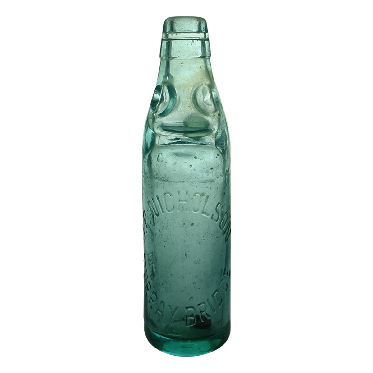 Codd. J. P. Nicholson, Murray Bridge. A base mark. Dobson. Blue Aqua. 10 oz. (South Australia)