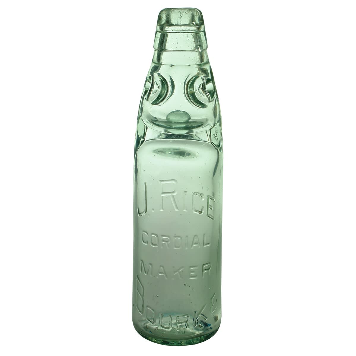 Codd. J. Rice, Cordial Maker, Bourke. Dobson. 10 oz. AGM base mark. (New South Wales)