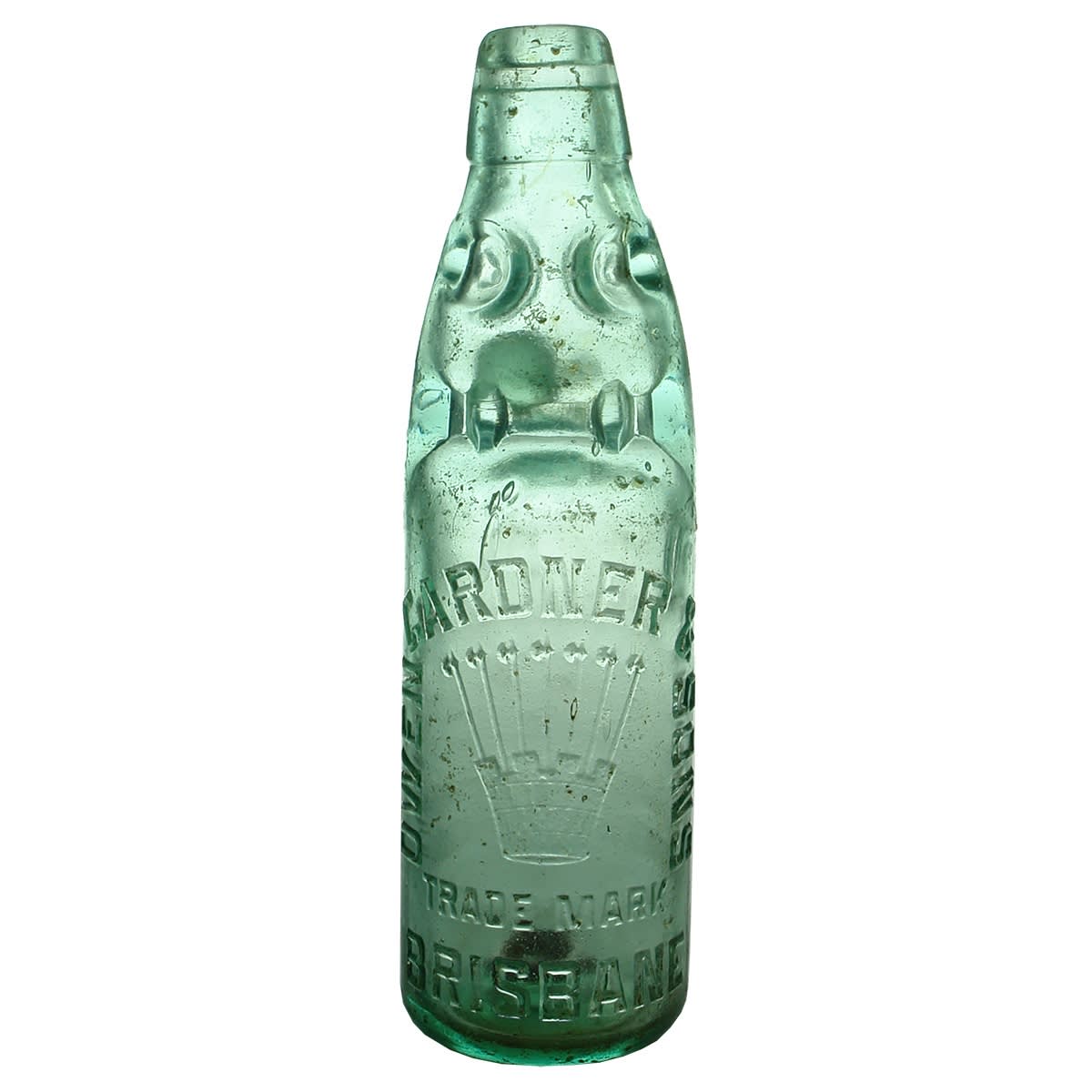 Codd. Owen Gardner & Sons, Brisbane. Dobson type. Midson Patent lugs. Aqua. 10 oz. (Queensland)