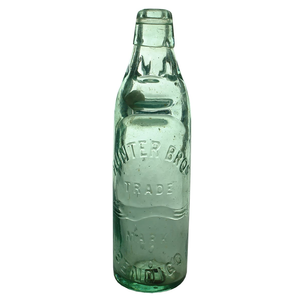 Codd. Hunter Bros., Bendigo. Hills three triangle type. Melbourne made. Aqua. 10 oz. (Victoria)
