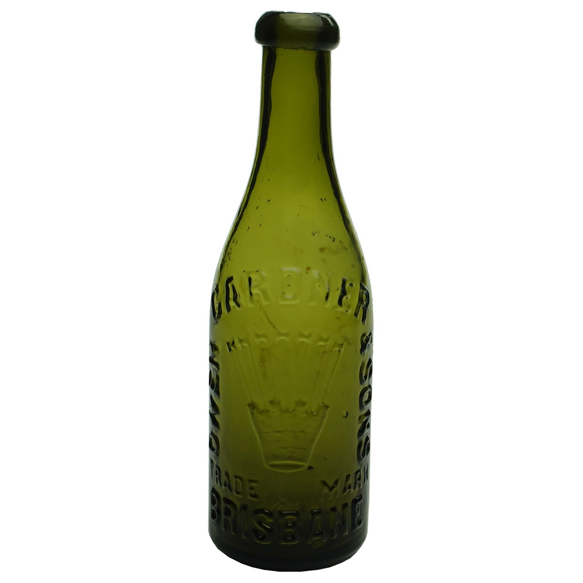 Blob top Soda. Owen Gardner & Sons, Brisbane. Castle. Green. 6 oz. (Queensland)