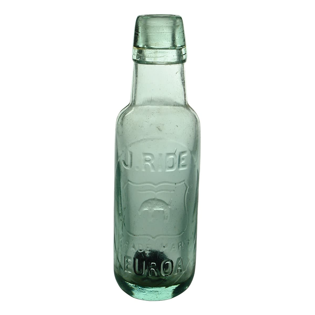 Lamont. J. Ride, Euroa. Golden Fleece. Aqua. 6 oz. Kilner Bros base mark. (Victoria)