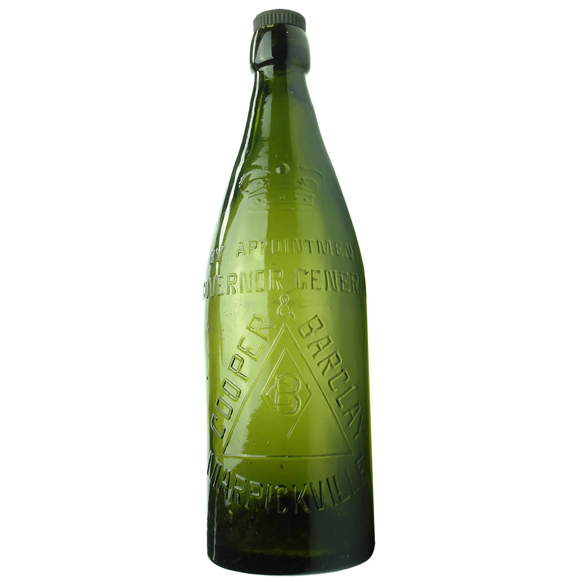 Hop Beer. Cooper & Barclay, Marrickville. Crown. Governor General. Green Internal Thread. 26 oz. (New South Wales)