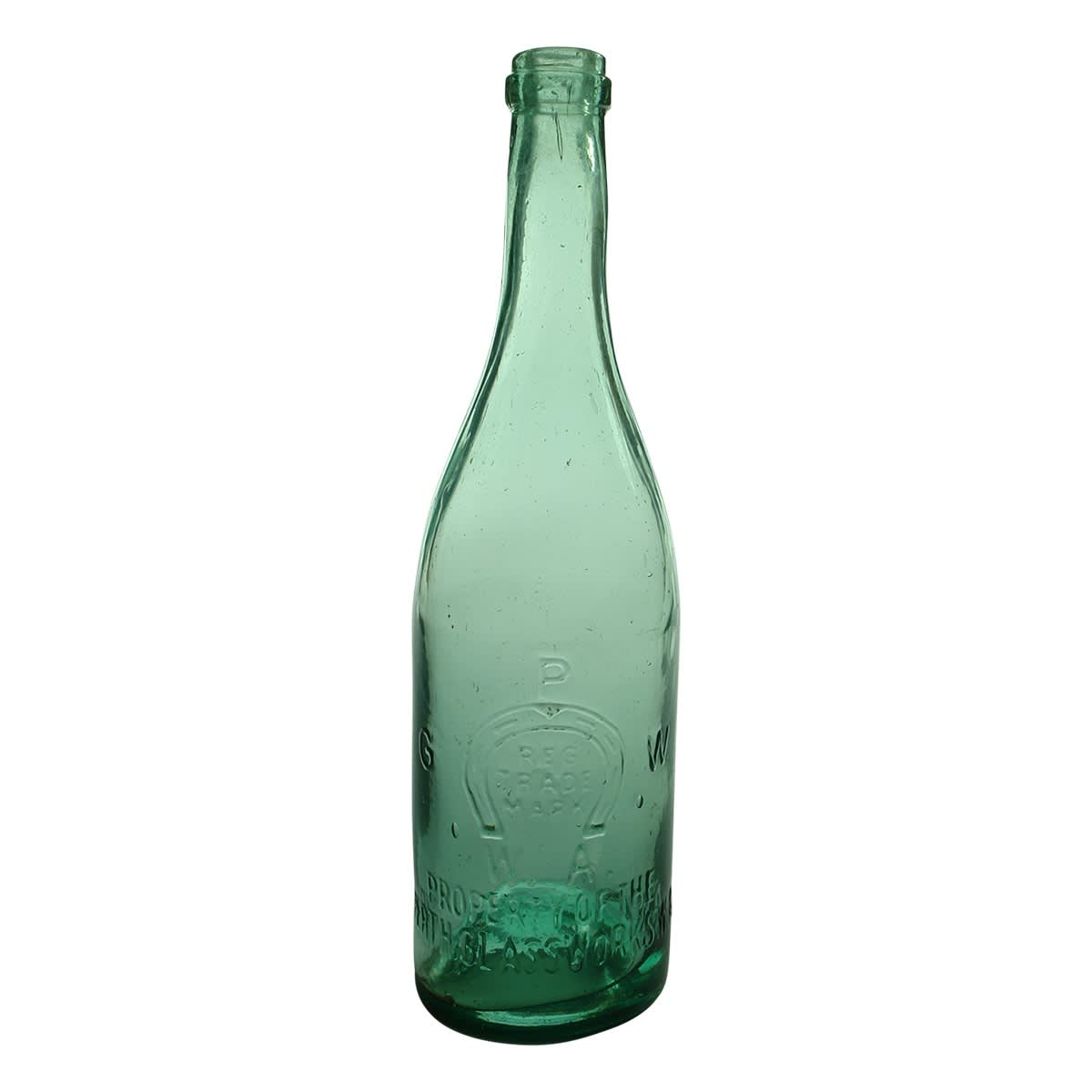 Ring Seal Beer. Perth Glassworks. Horseshoe. Aqua. 26 oz. (Western Australia)