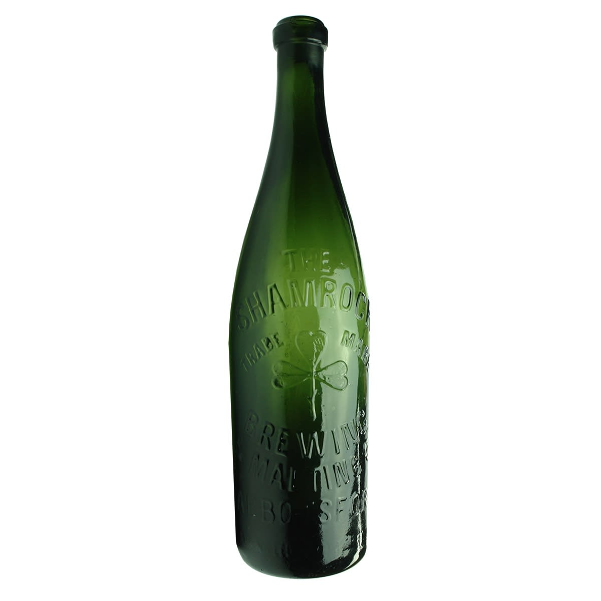 Beer. The Shamrock Brewing & Malting Co, Abbotsford. Ring Seal. Green. 26 oz. (Victoria)